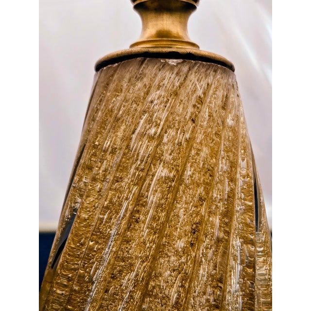 Vintage Murano-Style Gold Art Glass Table Lamp With Clear Acrylic Base & New Rectangular Shade, 31″ For Sale In Dallas - Image 6 of 14