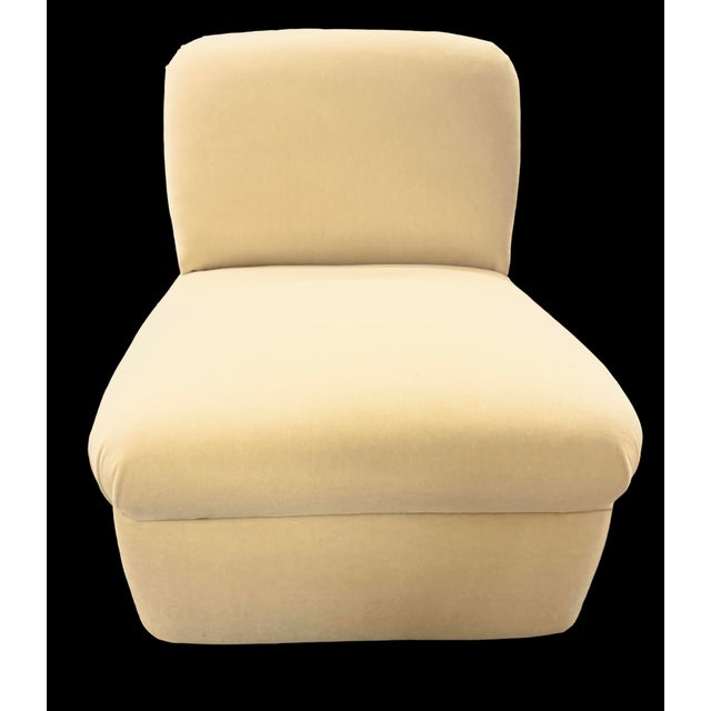 Pair of custom slipper lounge chairs handcrafted by Danny Cannon Custom Upholstery, Inc. Elegant low-profile design...