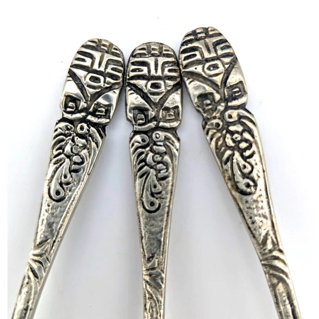 Metal Mexican Silver Demitasse Spoons, Set of 5 For Sale - Image 7 of 10