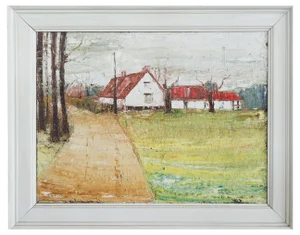 Rick Tubbax, Flemish Landscape, Oil on Linen, 1950s, Framed
