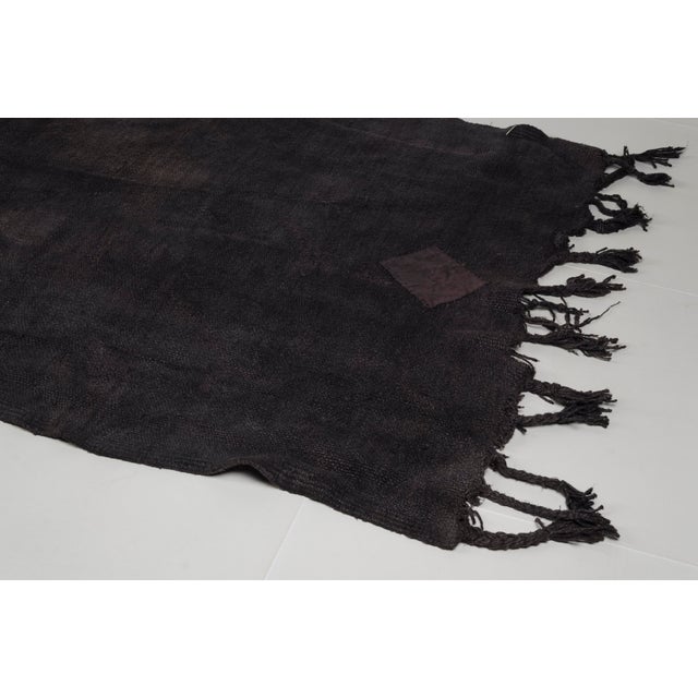 Vintage Black Turkish Hemp Kilim For Sale - Image 9 of 10