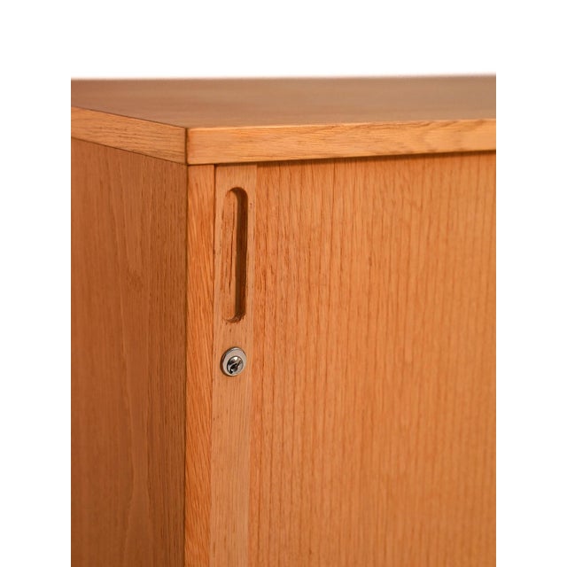 Brown Scandinavian Oak Cabinet with Roller Door, 1960s For Sale - Image 8 of 10