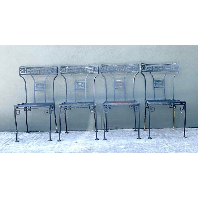 Vintage Meadowcraft Greek Key Metal Patio Chairs - Set of Four For Sale - Image 9 of 12