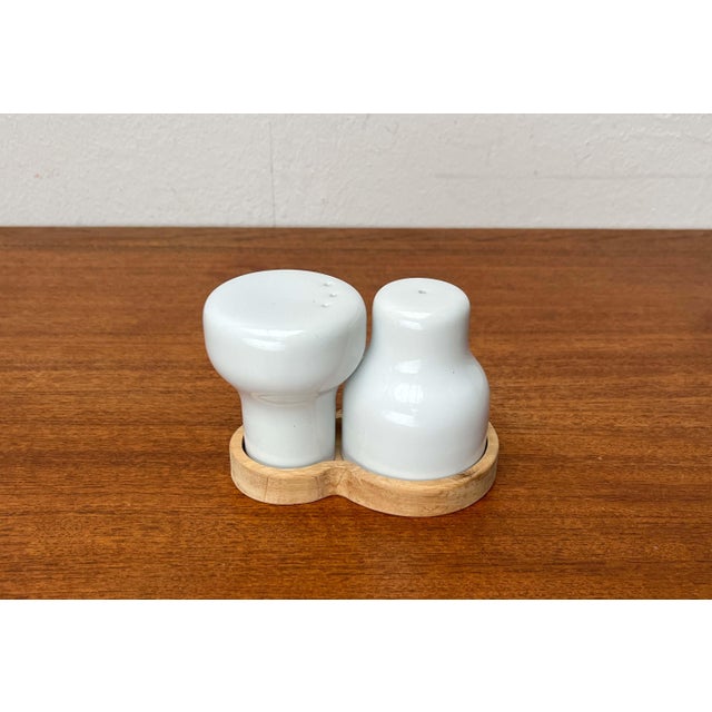 Swedish Model Fix Salt and Pepper Shakers in Ceramic and Wood by Julia Teutiger for Sagaform, Set of 3 For Sale - Image 9 of 18