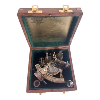 19th Century English Brass Sextant With Original Box For Sale