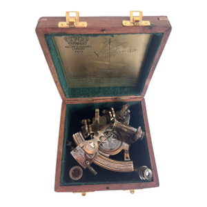 19th Century English Brass Sextant With Original Box