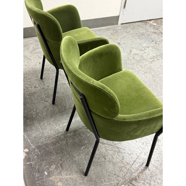 Caleb Zipperer for Cb2 Azalea Forest Green Logan Velvet Armchairs, Pair For Sale - Image 11 of 12