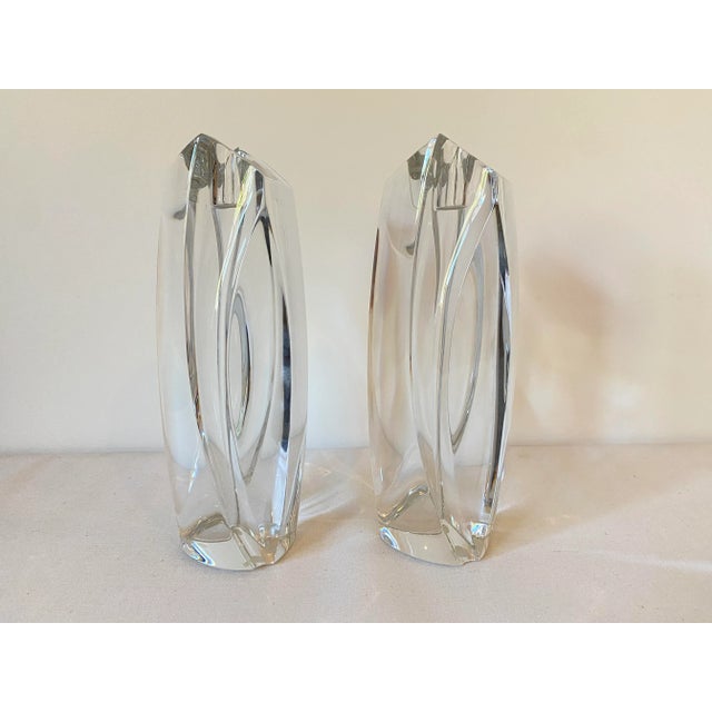 Beautiful Pair of Robert Rigot Designed Baccarat Crystal Candlesticks. Per Wikipedia Robert Rigot, a French sculpture, was...