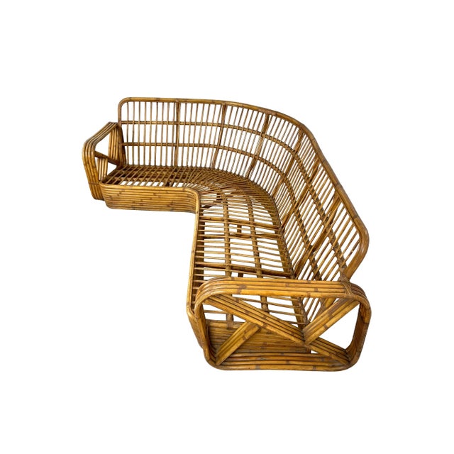 Rattan Wicker Corner Pretzel Sofa, Italy, 1940s For Sale - Image 6 of 9