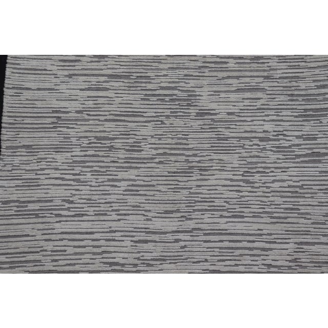 Large Modern Abstract Hi-Low Rug in Light Cream and Dark Gray For Sale - Image 10 of 11