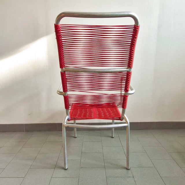 Vintage Aluminum and Plastic Wire Armchairs from Scoubidou, 1950s, Set of 5 For Sale - Image 12 of 17