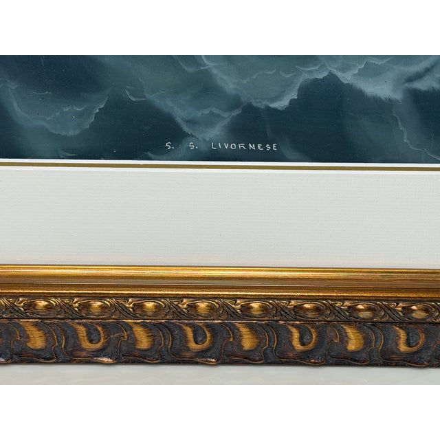 Early 20th Century s.s. Livornese in Heavy Seas — Antique Marine Gouache Steam Sail Ship Portrait, Attributed to Luca Papaluca (Italian, 1890–1934) For Sale - Image 5 of 18