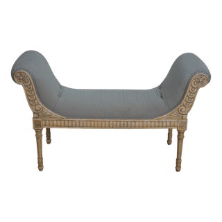 French Louis XVI Painted Finish Upholstered Window Bench For Sale