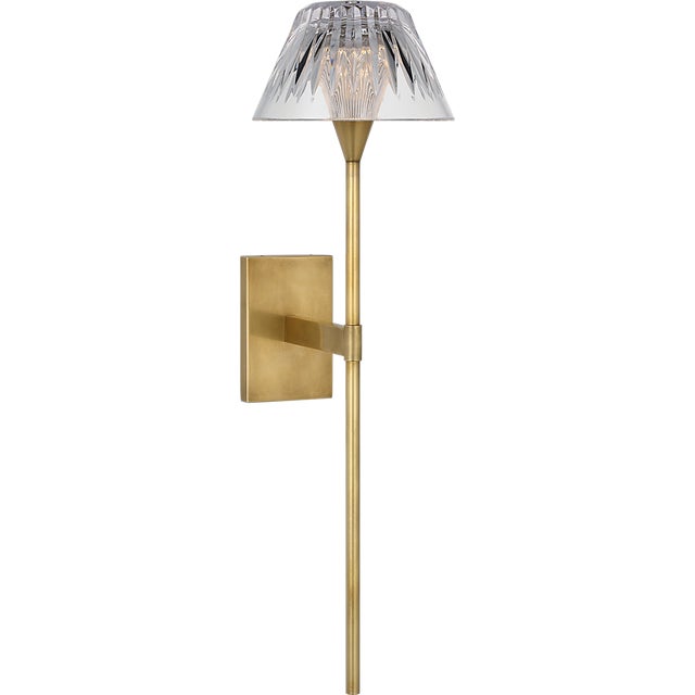2020s Waterford for Visual Comfort Signature Blaze 19" Tail Sconce in Natural Brass with Clear Crystal For Sale - Image 5 of 13