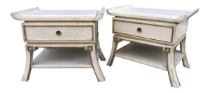 Vintage Mid-Century James Mont Hollywood Regency Style Nightstands - A Pair