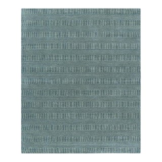 Rug & Kilim’s Modern Rug in Blue and Cream, With Stripes and Geometric Patterns For Sale