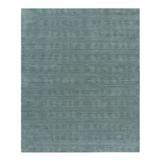 Rug & Kilim’s Modern Rug in Blue and Cream, With Stripes and Geometric Patterns For Sale