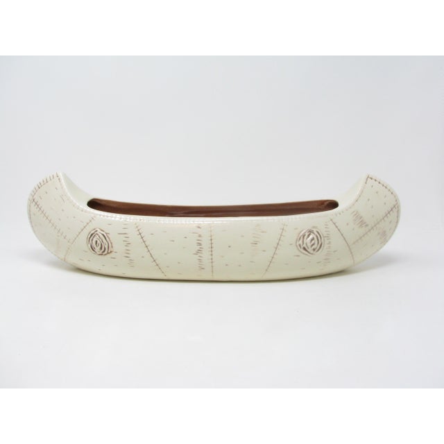 Vintage 1960s Red Wing Birch Bark Canoe Shaped Pottery Planter 733 For Sale - Image 10 of 12