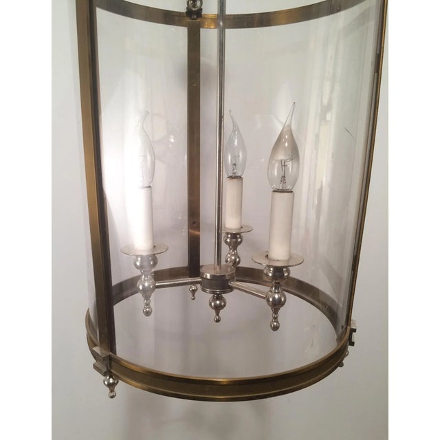 Neoclassical Neoclassical Brass & Silver Plated Lantern with Strong Rounded Faux-Glass Plast For Sale - Image 3 of 13