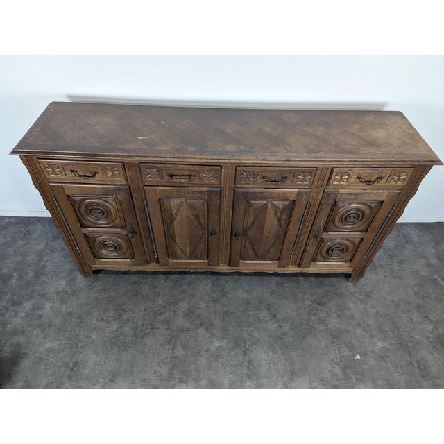 Wood Brutalist Oak Buffet in the style of Dudouyt For Sale - Image 7 of 11