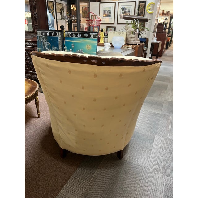 1920's Art Nouveau Carved Walnut Lounge Club Chair Pineapple Upholstery For Sale - Image 11 of 11