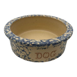 1920s Rare Sponge Ware Pottery Dog Dish