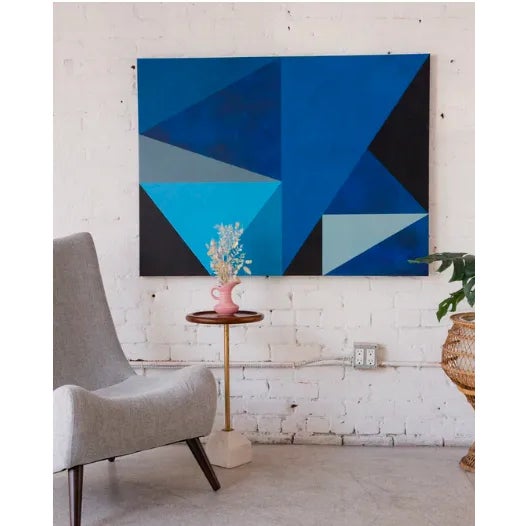 Dreamscape Series No. 03, Various Shades of Blues, Size 36"x1.5"x48" Stretched Canvas, Extra Large Art Print The...
