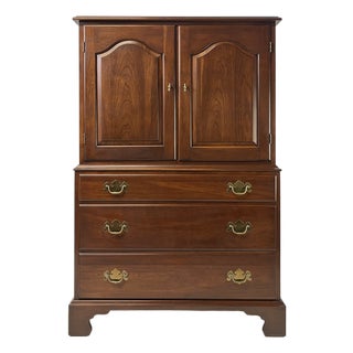 Late 20th Century Henkel Harris Virginia Galleries Solid Wild Black Cherry Gentleman’s Chest For Sale