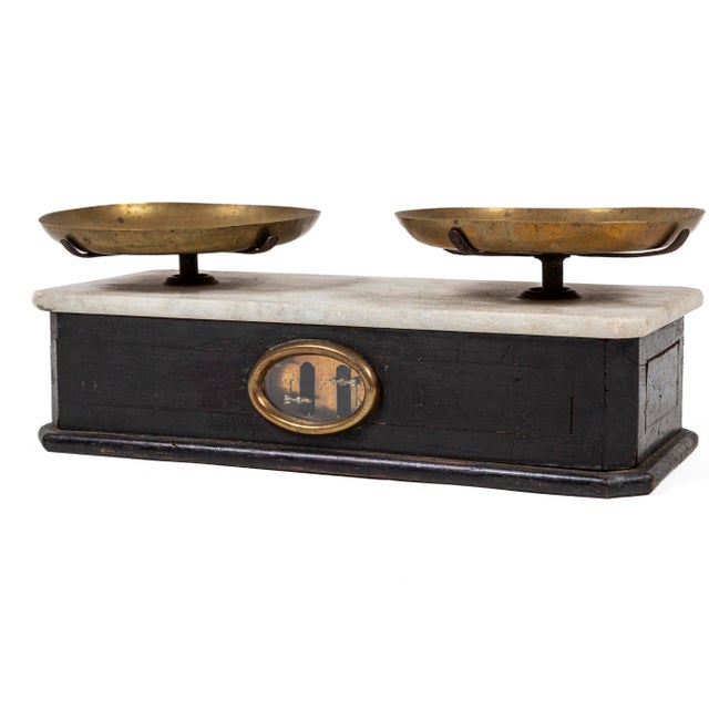 Traditional Antique European Marble Top Apothecary Scale, Late 19th Century For Sale - Image 3 of 8