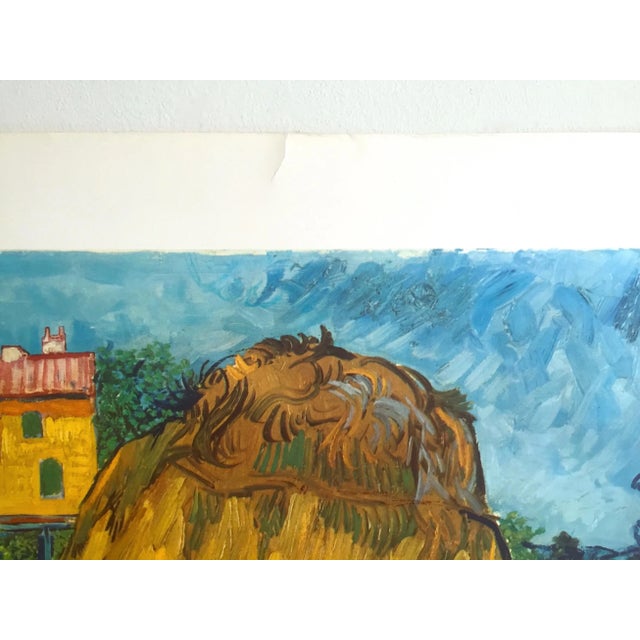 Yellow Vincent Van Gogh Vintage 1950's LargeArt Post Impressionist Dutch Lithograph Print " Haystacks in Provence " 1888 For Sale - Image 8 of 13