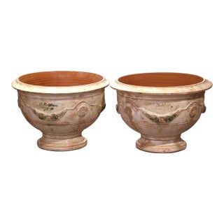 French Handmade Terracotta Anduze Bowl Urn Planter by La Madeleine For Sale