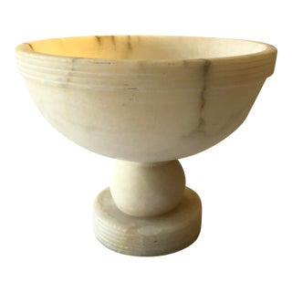 Vintage Italian Alabaster Pedestal Compote Bowl For Sale