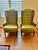 1960 Caned Wingback Armchairs in Green Crushed Velvet Pair of 2 For Sale In West Palm - Image 6 of 12