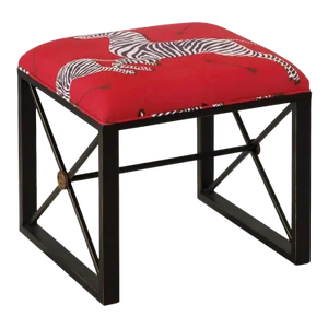 Scalamandre Maison by Port 68 Medallion Black with Zebra Red Left Facing Single Bench