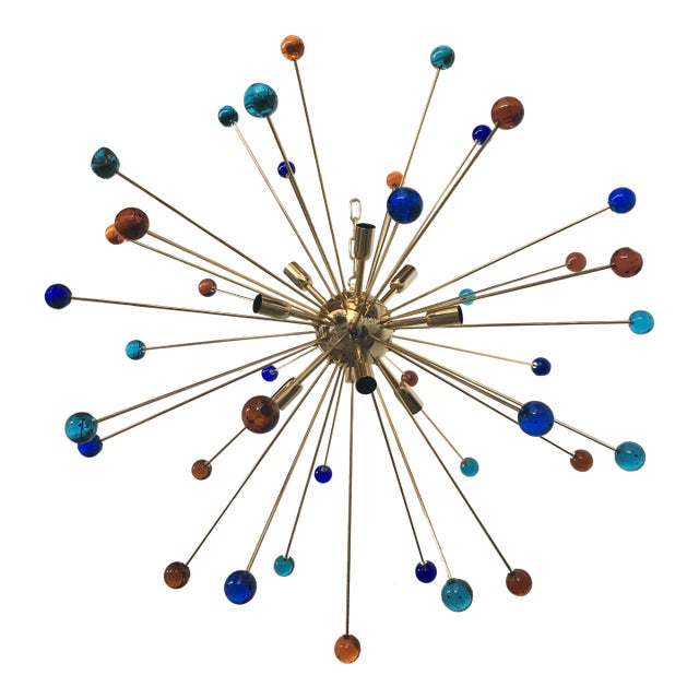 Italian Multicolored “Star” Murano Glass Sputnik Chandelier For Sale