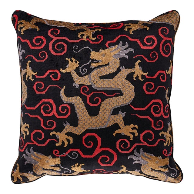 Schumacher Bixi Velvet 22" Pillow in Sapphire For Sale