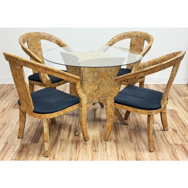 Art Deco Vintage Tessellated Dining Table and Four (4) Chairs For Sale - Image 3 of 15