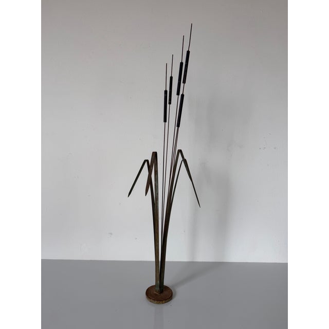 1970’s Mid-Century Modern Mixed Metals Cattail Sculpture For Sale - Image 11 of 12
