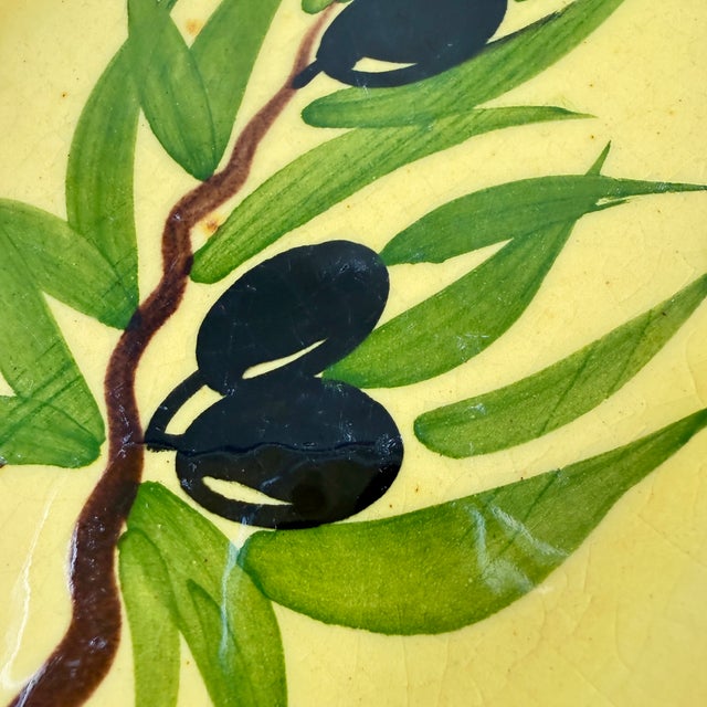 French Country French Provençal Pottery Hand Potted & Painted Olive Server For Sale - Image 3 of 9