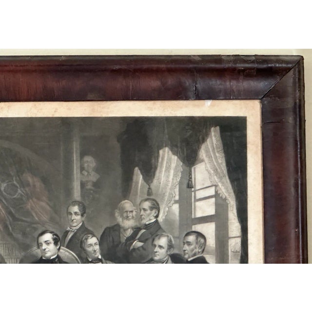 Gray Mid 19th Century Engraving by Thomas Oldham Barlow "Washington Irving and His Literary Friends", in Walnut Veneer Frame For Sale - Image 8 of 9