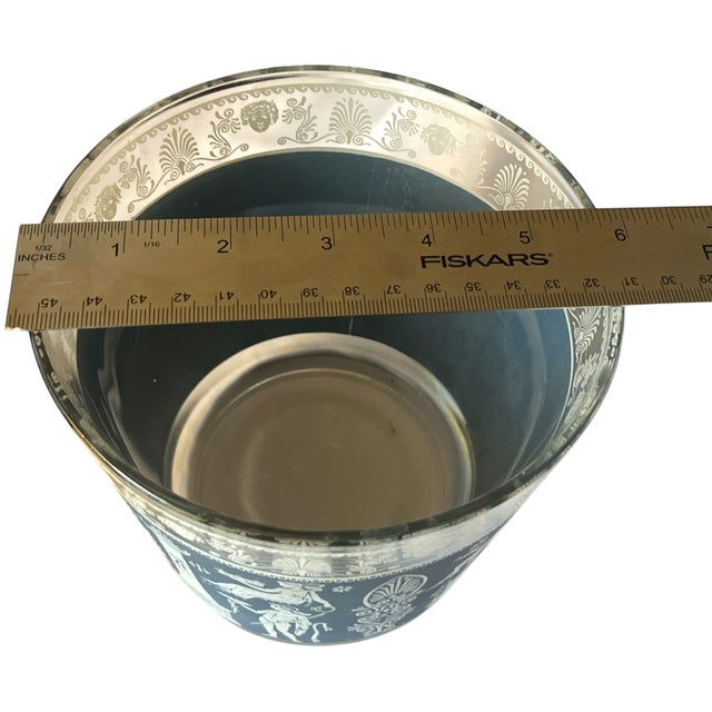 Vintage Jeannette Glass “Corinthian Blue” Neoclassical Cocktail Set – Ice Bucket & Glasses For Sale In Jacksonville, FL - Image 6 of 6