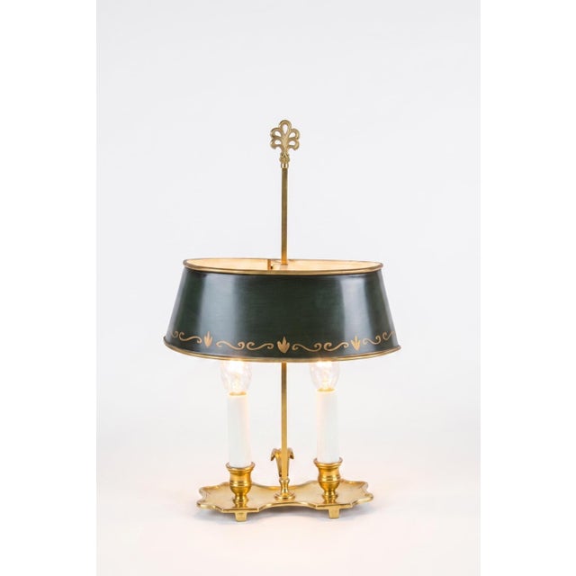 Brass Bouillotte Table Lamp with Green Tole Shade, 1950s For Sale - Image 17 of 18