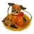 Vintage 1950s Ceramic Dog in Basket Figurine Japan Kitsch Puppy Excellent Condition For Sale