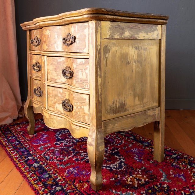 Late 19th Century Italian Florentine Style Painted Gold Distressed Chest of Drawers For Sale - Image 5 of 13