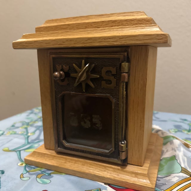 Antique Usps Post Office Box Door Oak Bank – 1901 "Starway" Combination Lock For Sale - Image 4 of 9