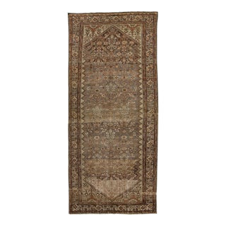 1900s Antique Persian Malayer Handmade Brown & Grey Allover Motif Wool Rug For Sale