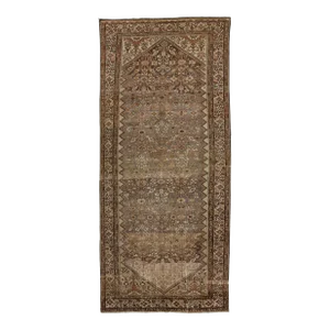 1900s Antique Persian Malayer Handmade Brown & Grey Allover Motif Wool Rug