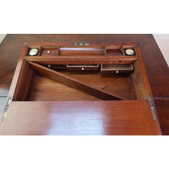 Large Antique Campaign Brass Mounted Writing Box, 1850 For Sale - Image 12 of 14