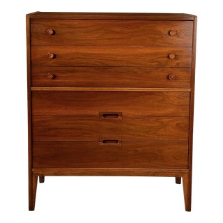 Mid-Century Modern Walnut Chest of Drawers Tall Dresser by United For Sale