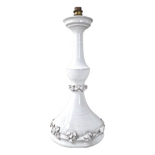 Vintage Italian Ceramic Lamp with Floral Decoration, 1950s For Sale